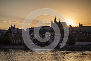 Mala Strana and Prague Castle in Prague at sunset
