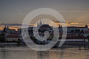 Mala Strana and Prague Castle in Prague at sunset