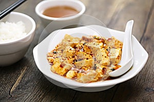 Chinese mala tofu ( numbing and spicy bean curd) photo
