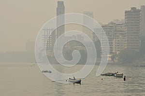 Malabar Hill, Mumbai, India. Hazy polluted air. photo