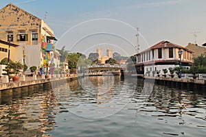 The Malacca River Sungai Melaka flowing through the old town o