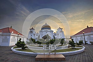 Malacca Straits Mosque Front Entrance