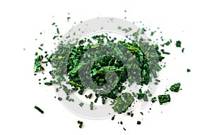 Malachite green crystals. Aniline green, Basic green 4, Diamond green B or Victoria green B. Isolated