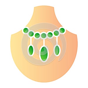 Malachite necklace flat icon. Gemstone jewel vector illustration isolated on white. Jewelry gradient style design