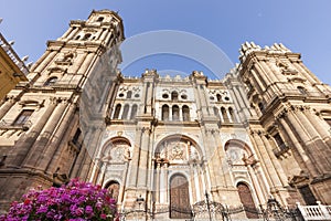 Malaga Cathedral and blue sky photo