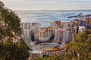 Malaga city panoramic sea view, Spain.