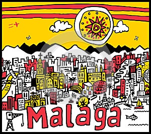 Malaga City Spain Sketch