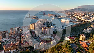 Malaga cityscape, Spain. Malaga waterfront