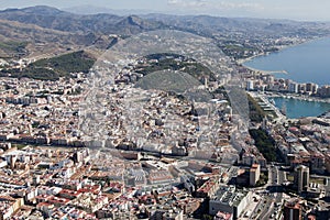 Malaga downtown seen from the air.