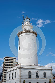Malaga lighthouse called La Farola - Malaga, Andalusia, Spain photo