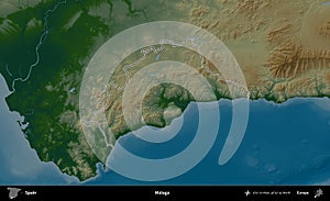 Malaga outlined, Spain. Physical