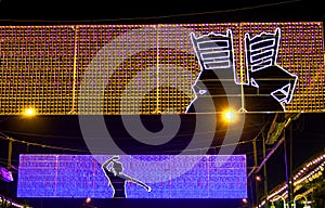 MALAGA, SPAIN - AUGUST, 14: Night lights and fair attractions