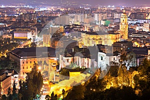 Malaga, Spain Old Town at Night