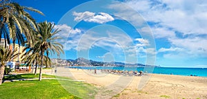 Malagueta beach in Malaga. Andalusia, Spain