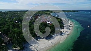 Malapascua Island in Cebu, Philippines. Sulu sea Boat and Beautiful Bounty Beach, Seascape with Boats in Background IV