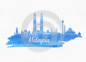 Malasia Landmark Global Travel And Journey watercolor background. Vector Design Template.used for your advertisement, book, banner photo