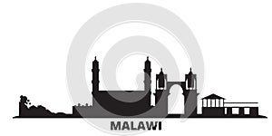 Malawi city skyline isolated vector illustration. Malawi travel black cityscape