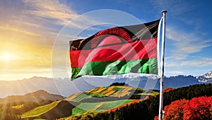 Malawi Flag Waving on the wind