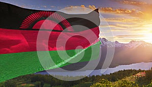 Malawi Flag Waving on the wind