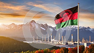 Malawi Flag Waving on the wind