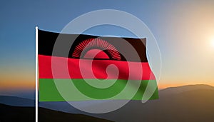 Malawi Flag Waving on the wind