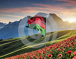 Malawi Flag Waving on the wind