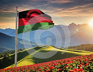 Malawi Flag Waving on the wind