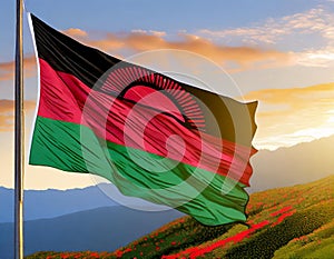 Malawi Flag Waving on the wind