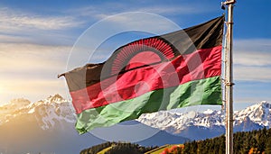 Malawi Flag Waving on the wind