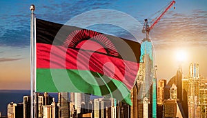 Malawi Flag Waving on the wind