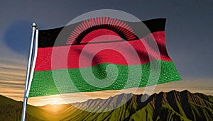 Malawi Flag Waving on the wind