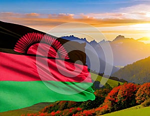 Malawi Flag Waving on the wind