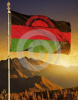 Malawi Flag Waving on the wind