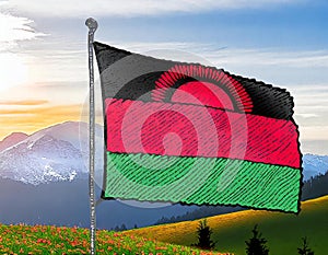 Malawi Flag Waving on the wind