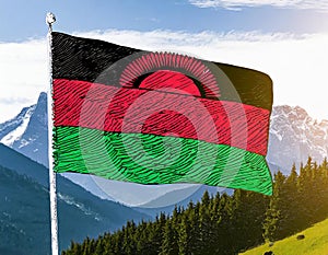 Malawi Flag Waving on the wind