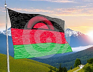 Malawi Flag Waving on the wind