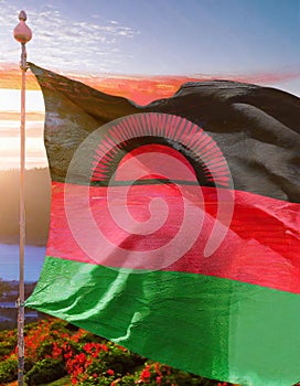 Malawi Flag Waving on the wind