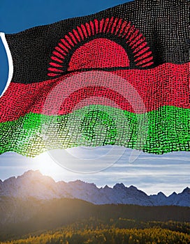 Malawi Flag Waving on the wind