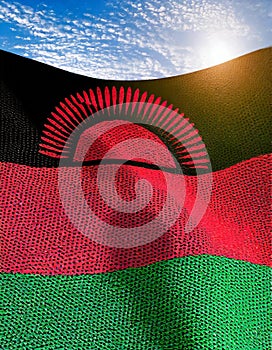 Malawi Flag Waving on the wind