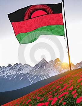 Malawi Flag Waving on the wind