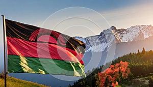 Malawi Flag Waving on the wind