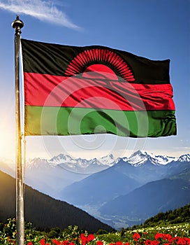 Malawi Flag Waving on the wind