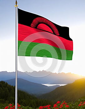 Malawi Flag Waving on the wind