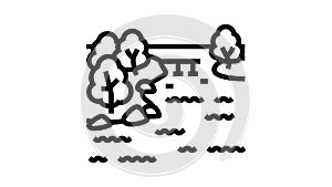 malawi lake line icon animation