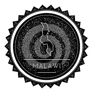 Malawi Map Label with Retro Vintage Styled Design.