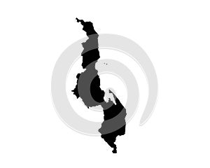 Malawi Map. Malawian Country Map. Black and White National Nation Outline Geography Border Boundary Shape Territory Vector Illustr