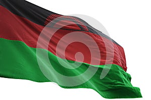 Malawi national flag waving isolated on white background 3d illustration