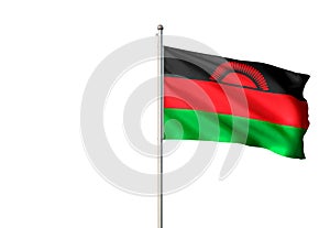 Malawi national flag waving isolated white background realistic 3d illustration