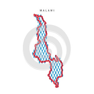 Malawi population map. Stick figures Malawian people map. Pattern of men and women. Flat vector illustration