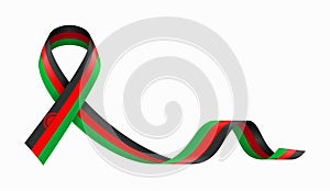 Malawian flag stripe ribbon wavy background layout. Vector illustration.